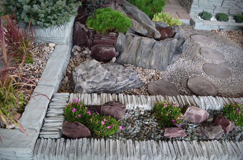 Horizontal rockery in the courtyard of a private house Horizontal rockery in the courtyard of a private house