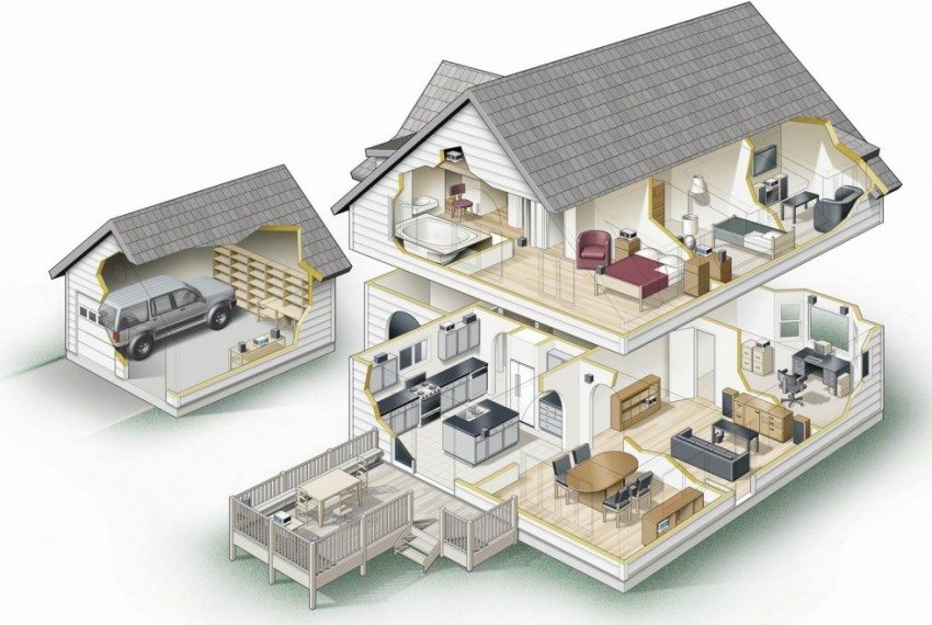 Projekt 3D domu z poddaszem użytkowym, niewielkim tarasem i garażem wolnostojącym Projekt 3D domu z poddaszem użytkowym, niewielkim tarasem i garażem wolnostojącym