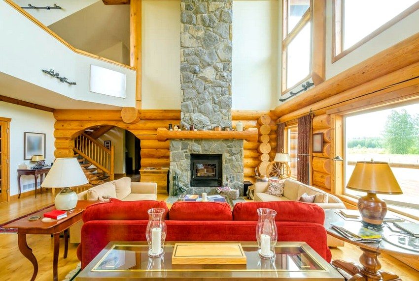 Rustykalny kominek na drewno Rustykalny kominek na drewno