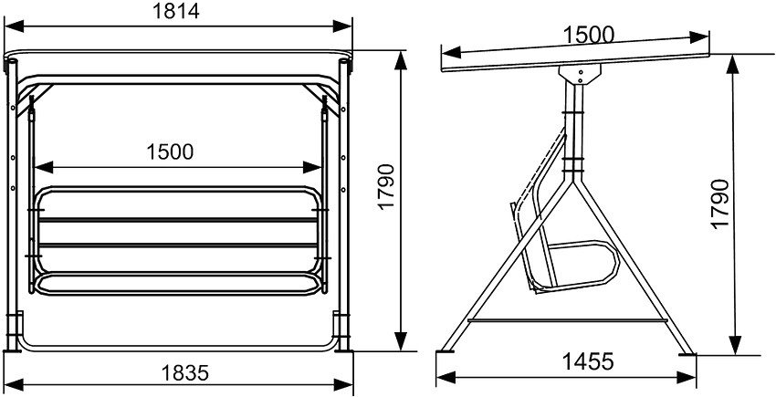 Muotoilluista putkista tehdyn puutarhakiinnityksen rungon asennusmitat Muotoilluista putkista tehdyn puutarhakiinnityksen rungon asennusmitat