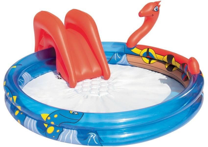 Piscina inflable rodona amb tobogan adjunt Piscina inflable rodona amb tobogan adjunt