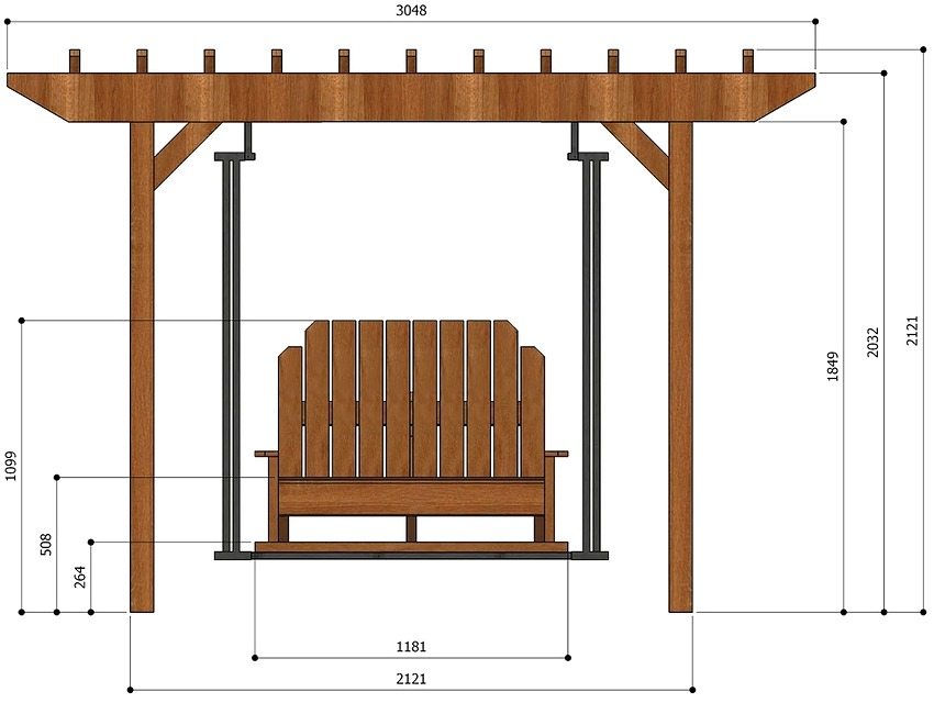 Mga sukat ng pag-mount ng metal at swing ng kahoy Mga sukat ng pag-mount ng metal at swing ng kahoy