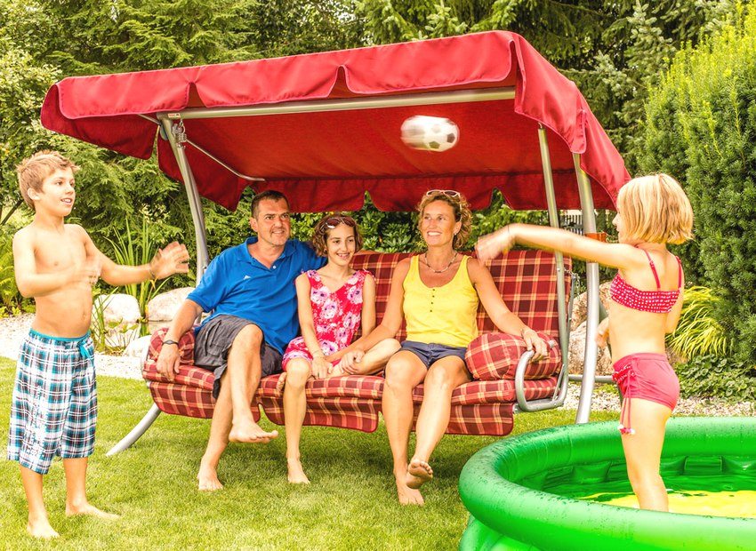 Malaking swing ng pamilya na may metal na frame Malaking swing ng pamilya na may metal na frame