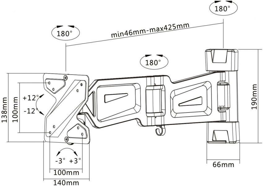 Dimensi Pemasangan Dinding TV Eagle 13-27 Dimensi Pemasangan Dinding TV Eagle 13-27