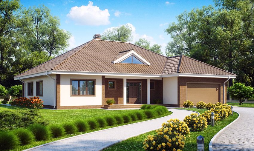 Prosjekt av et etasjes hus 8x10 med garasje Prosjekt av et etasjes hus 8x10 med garasje