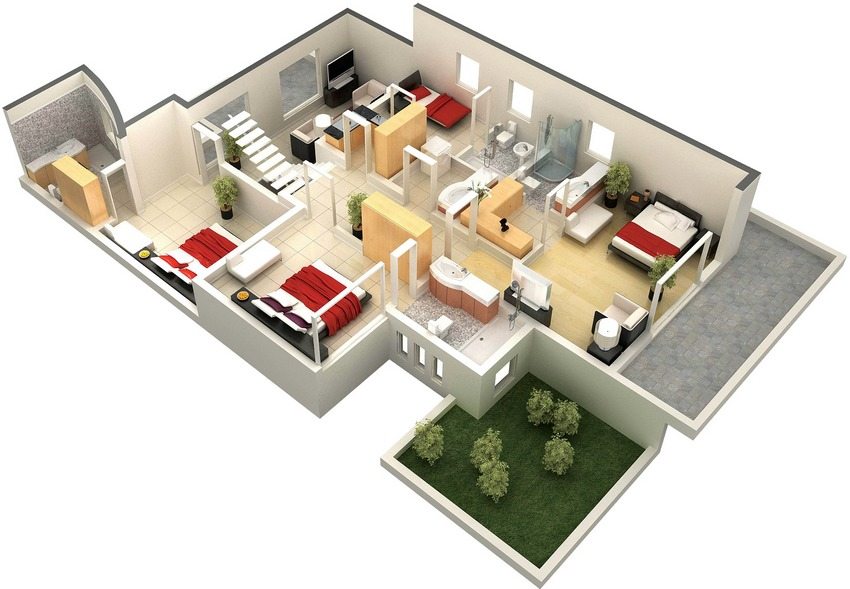 Cách bố trí mặt bằng tầng 2 4 phòng ngủ của mẫu nhà 2 tầng có gác xép Cách bố trí mặt bằng tầng 2 4 phòng ngủ của mẫu nhà 2 tầng có gác xép