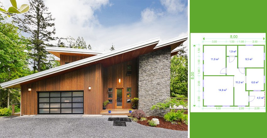 Et hus med dimensjonene 8 til 8 kan bli slått med en vakker utvendig fasade Et hus med dimensjonene 8 til 8 kan bli slått med en vakker utvendig fasade