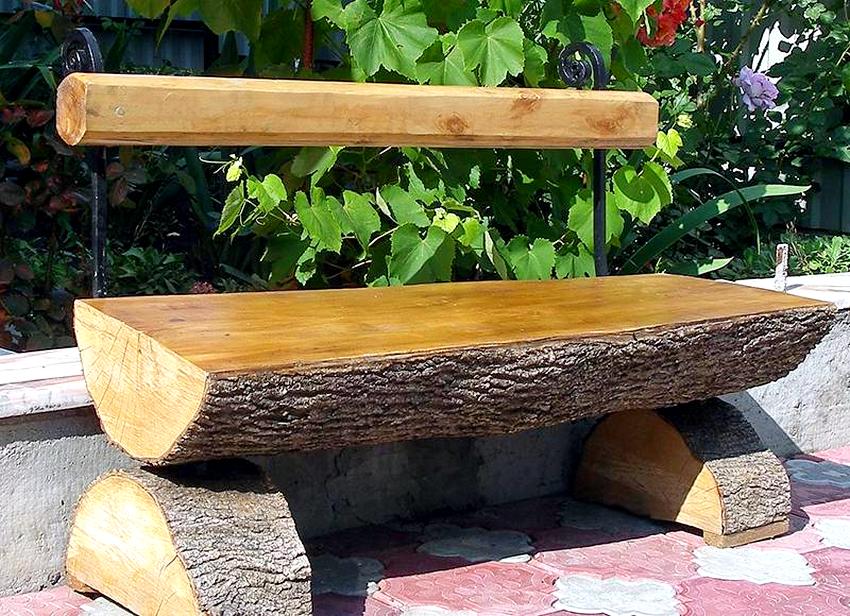 Figure: 2. Garden bench made of logs in the courtyard of a country house Figure: 2. Garden bench made of logs in the courtyard of a country house