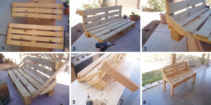 Figure: 5. The procedure for making a bench from pallets in six photos Figure: 5. The procedure for making a bench from pallets in six photos