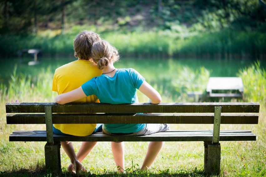 Simple bench with a back, built from wood Simple bench with a back, built from wood