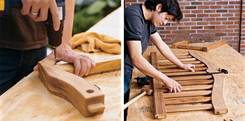 ม้านั่งสวิงไม้ขั้นตอนที่ 3: การยึดชิ้นส่วนที่เชื่อมต่อด้วยสกรูเกลียวปล่อย ม้านั่งสวิงไม้ขั้นตอนที่ 3: การยึดชิ้นส่วนที่เชื่อมต่อด้วยสกรูเกลียวปล่อย