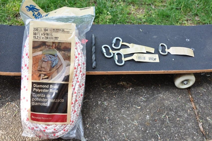 วงสวิงสเก็ตบอร์ดสำหรับเด็กขั้นตอนที่ 1: เตรียมวัสดุและเครื่องมือ วงสวิงสเก็ตบอร์ดสำหรับเด็กขั้นตอนที่ 1: เตรียมวัสดุและเครื่องมือ