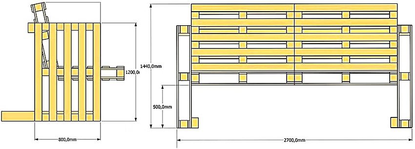 Σχέδιο για την κατασκευή ενός απλού πάγκου κήπου από παλέτες Σχέδιο για την κατασκευή ενός απλού πάγκου κήπου από παλέτες