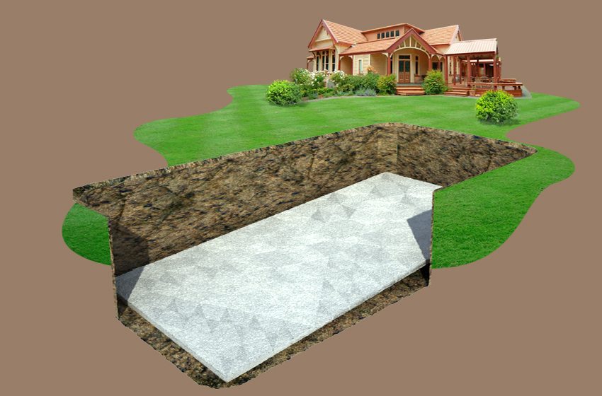 Krok 2. Na dnie wykopu tworzy się poduszka z mieszanki cementu i piasku Krok 2. Na dnie wykopu tworzy się poduszka z mieszanki cementu i piasku