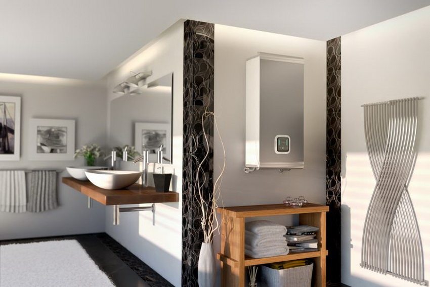 Vannvarmere med lite volum er vanligvis montert på veggen Små volumvarmere er vanligvis montert på veggen