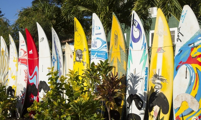 Isang orihinal na bakod na nilikha gamit ang mga surfboard Isang orihinal na bakod na nilikha gamit ang mga surfboard