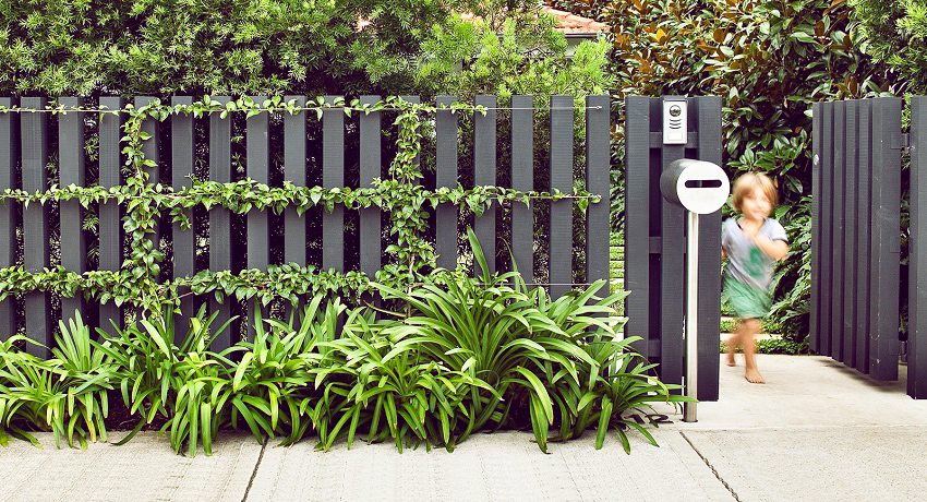 Malet stakitværk med et moderne twist Hegn af træ: foto af strukturer i et moderne design