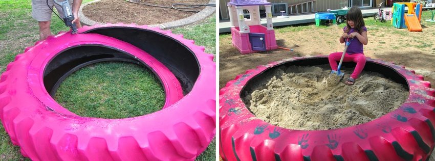 กระบะทรายสำหรับเด็กที่ใช้ยางขนาดเส้นผ่านศูนย์กลางใหญ่หนึ่งเส้น กระบะทรายสำหรับเด็กที่ใช้ยางขนาดเส้นผ่านศูนย์กลางใหญ่หนึ่งเส้น