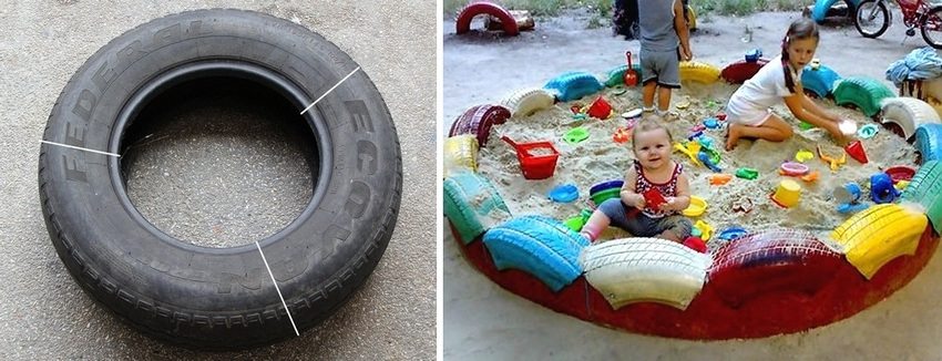 แซนด์บ็อกซ์จากยางที่มีด้านหยัก: เส้นที่คุณต้องการตัดยางและมุมมองทั่วไปของผลิตภัณฑ์สำเร็จรูป แซนด์บ็อกซ์จากยางที่มีด้านหยัก: เส้นที่คุณต้องการตัดยางและมุมมองทั่วไปของผลิตภัณฑ์สำเร็จรูป