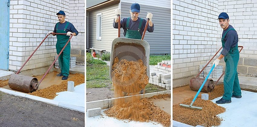 เมื่อสร้างพื้นที่ตาบอดจากแผ่นปูพื้นจำเป็นต้องสร้างหมอนหินทรายหรือทราย