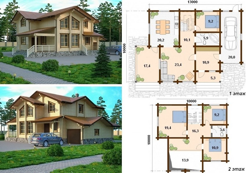 Dự án nhà gỗ 2 tầng có gara 1 ô tô Dự án nhà lô phố 2 tầng có gara 1 ô tô