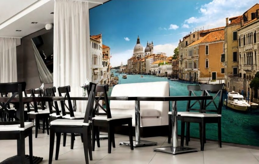 3d tapet i det indre av kafeen 3d tapet i det indre av kafeen