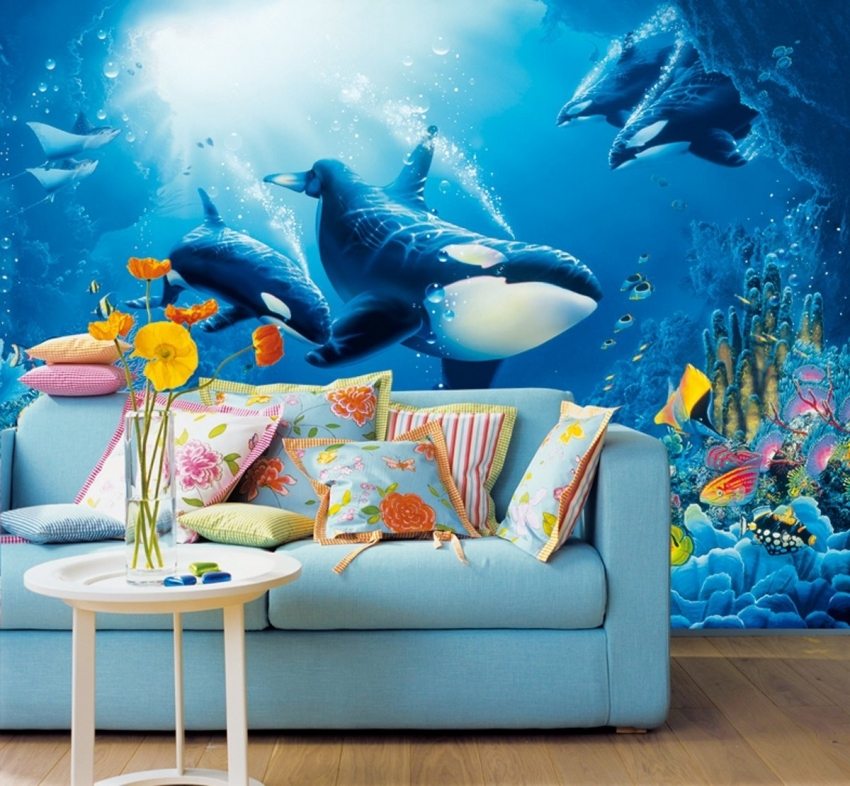 Fluorescerende tapet er en flott løsning for å gi interiøret et uvanlig og interessant utseende Fluorescerende tapet er en flott løsning for å gi interiøret et uvanlig og interessant utseende