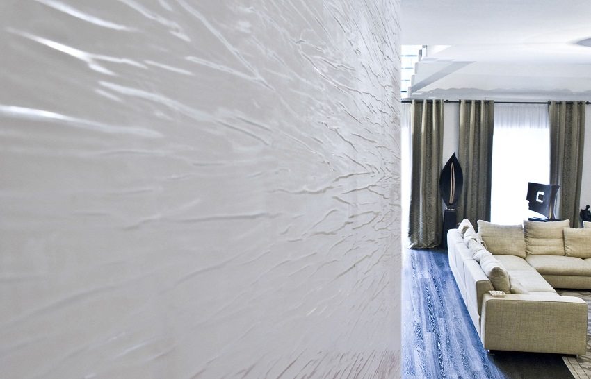 Teksturert gips i stueinnredningen Teksturert gips i stueinnredningen