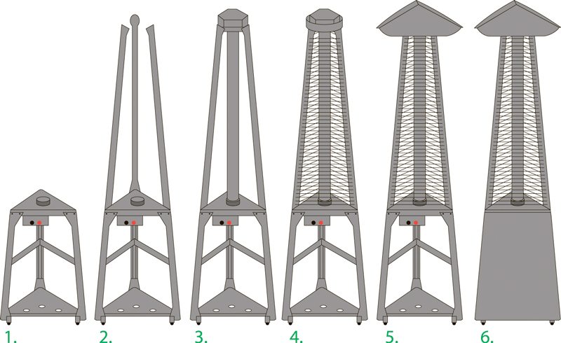 מדרגות הרכבה של תנור חימום אינפרא אדום חיצוני של Ballu BOGH-13 מדרגות הרכבה של תנור חימום אינפרא אדום חיצוני של Ballu BOGH-13