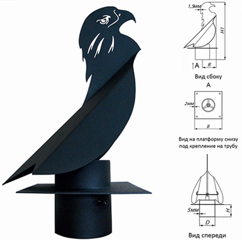 Schéma du dispositif déflecteur-palette: D = 108 mm; B = 210 mm; H = 80 mm; R = 200 mm; H1 = 530 mm Schéma du dispositif déflecteur-palette: D = 108 mm; B = 210 mm; H = 80 mm; R = 200 mm; H1 = 530 mm