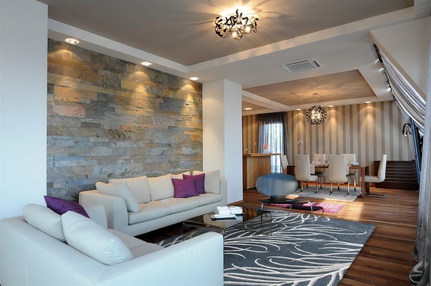 Un exemple de l’ús de llums de llum de sostre LED a l’interior d’una sala d’estar Un exemple de l’ús de llums de llum de sostre LED a l’interior d’una sala d’estar