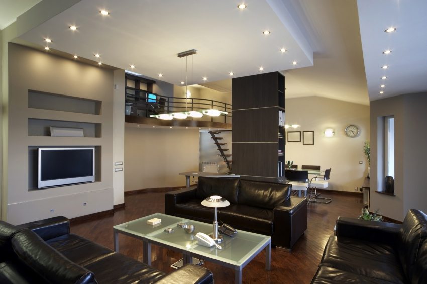 Bodové osvetlenie v obývacej izbe Bodové osvetlenie v obývacej izbe