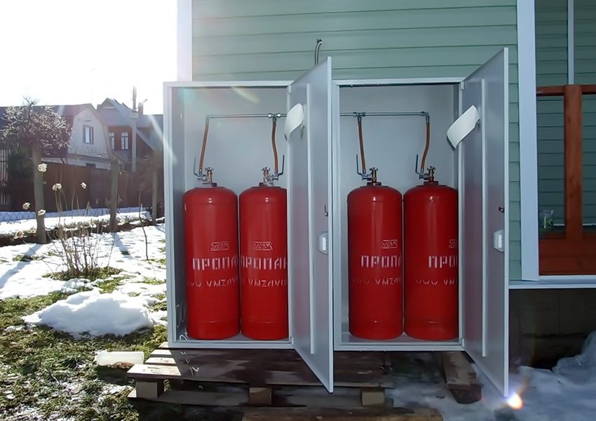 Propancylindre til konvektoren kan placeres udenfor ved at udstyre et specielt sted Propancylindre til konvektoren kan placeres udenfor ved at udstyre et specielt sted