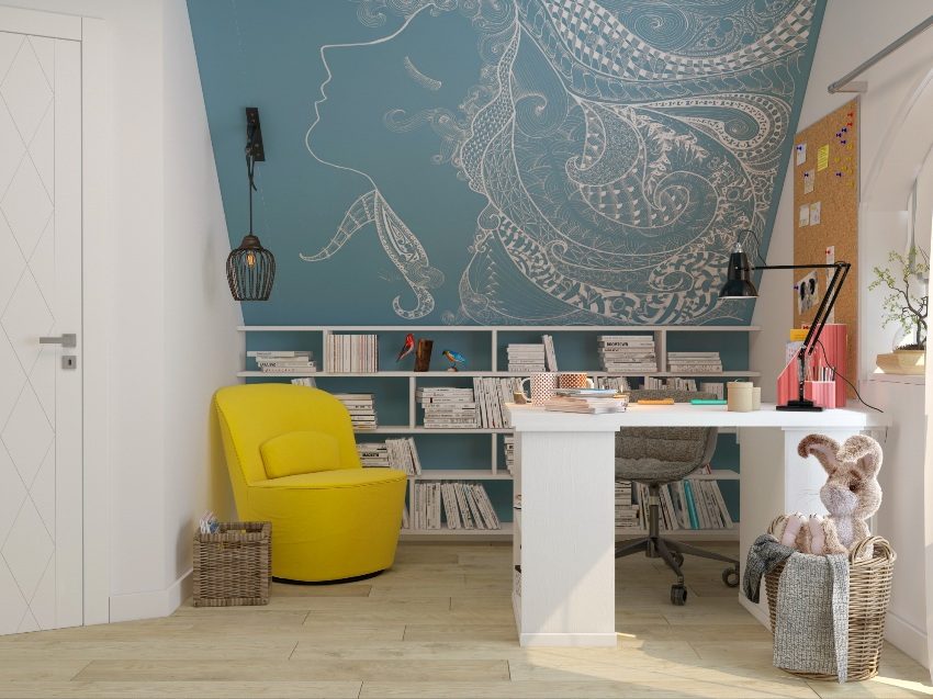 Den originale utformingen av et rom som ligger på loftet Den originale utformingen av et rom som ligger på loftet