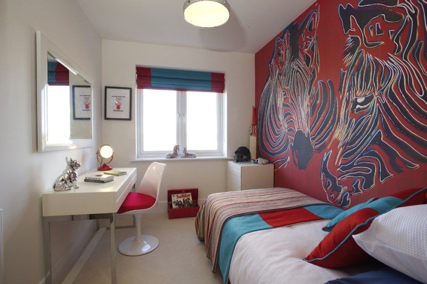 3D-tapet på veggen i en tenåringsjenter 3D-tapet på veggen i en tenåringsjenter