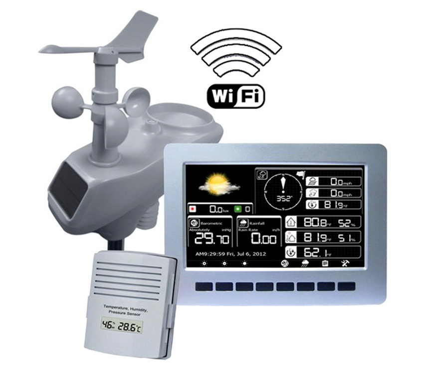 Station météo sans fil professionnelle avec connexion WI-FI et graphiques couleur Station météo sans fil professionnelle avec connexion WI-FI et graphiques couleur