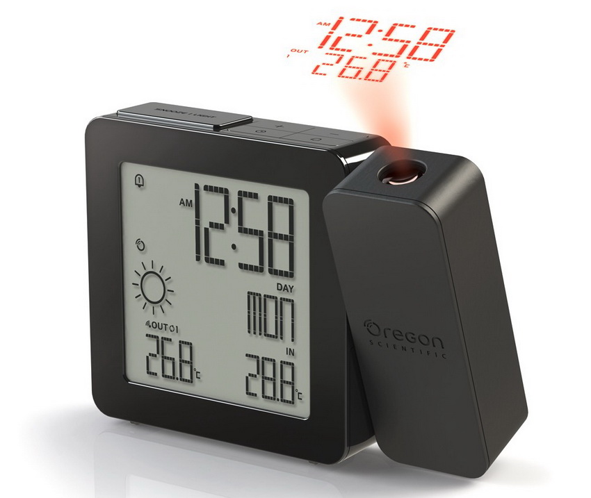 La station météo a une capacité personnalisable pour projeter des informations sur n'importe quelle surface La station météo a une capacité personnalisable pour projeter des informations sur n'importe quelle surface