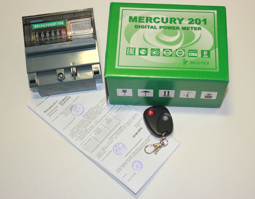 Electricity meter Mercury 201 with remote control Electricity meter Mercury 201 with remote control