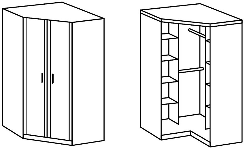 Σχέδιο μιας ευρύχωρης γωνιακής ντουλάπας Σχέδιο μιας ευρύχωρης γωνιακής ντουλάπας