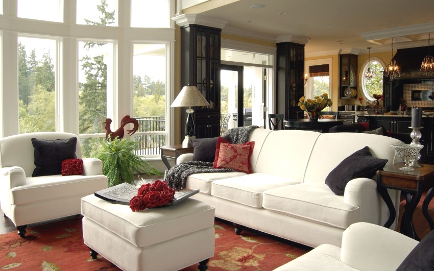 Salon z wykuszem w stylu amerykańskim Salon z wykuszem w stylu amerykańskim