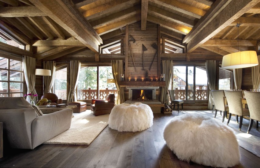 Styl górski we wnętrzu domu z barem Styl górski we wnętrzu domu z barem