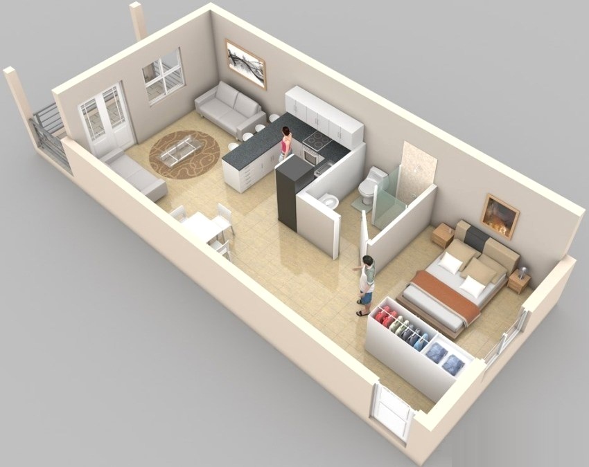 Długi, wydłużony układ studyjny Długi, wydłużony układ studyjny