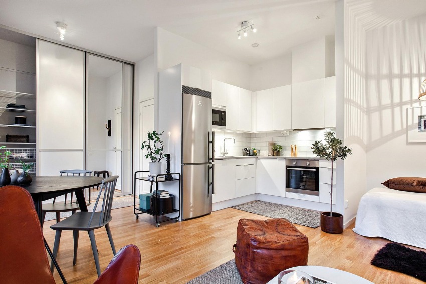 Narożna kuchnia z zabudową AGD Narożna kuchnia z zabudową AGD