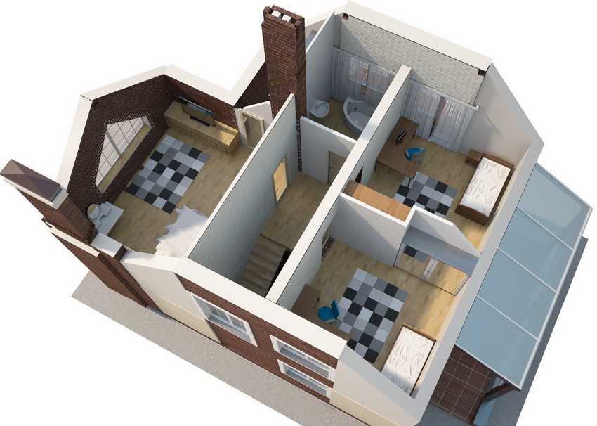 פרויקט תלת ממדי של בית כפרי קטן עם קומת עליית גג פרויקט תלת ממדי של בית כפרי קטן עם קומת עליית גג