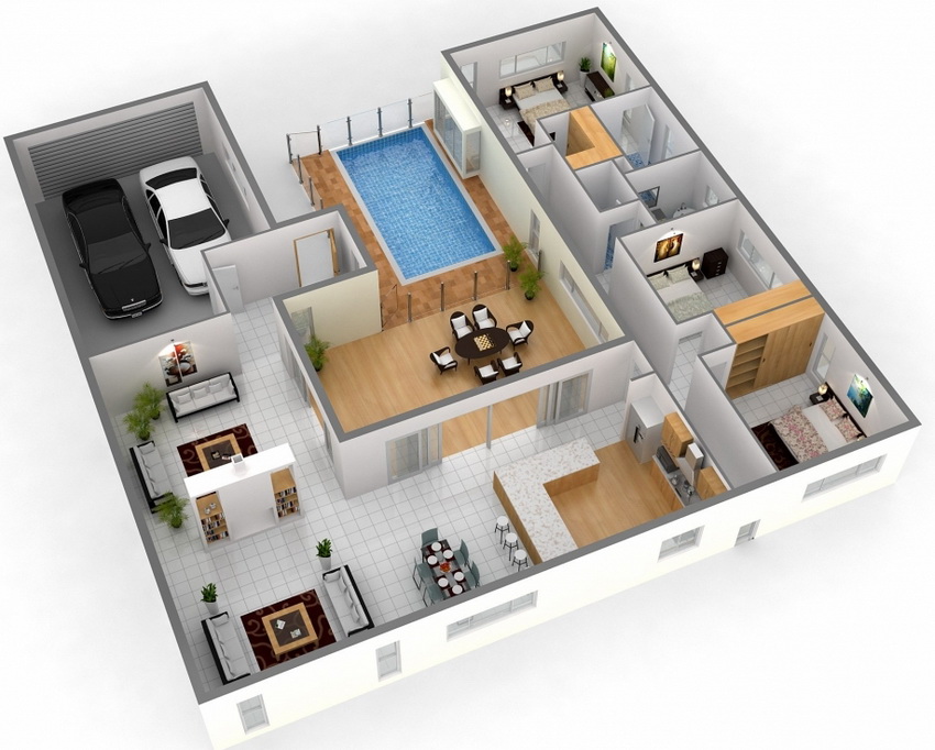 פרויקט בית בן קומה אחת עם מוסך ובריכת שחייה פרויקט בית בן קומה אחת עם מוסך ובריכת שחייה