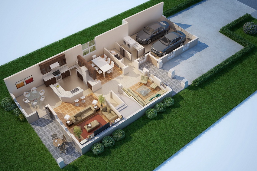 מתווה הבית עם מוסך מובנה מתווה הבית עם מוסך מובנה