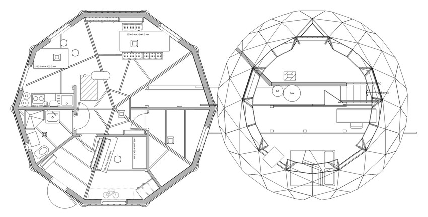 Ang layout ng interior ng domed house Ang layout ng interior ng domed house