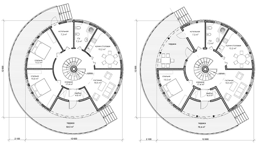 Layout scheme ng isang domed house ng stratodesic na uri Layout scheme ng isang domed house ng stratodesic na uri