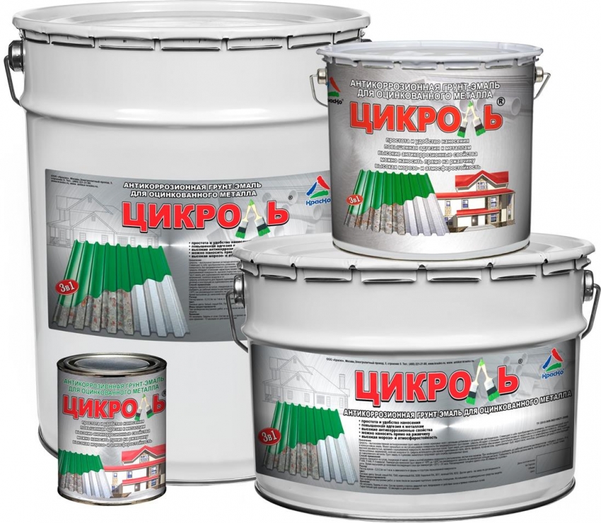 Anti-korroderende grunnemalje Tsikrol er mye brukt til å dekke tak laget av galvaniserte profiler Anti-korroderende grunnemalje Tsikrol er mye brukt til å dekke tak laget av galvaniserte profiler