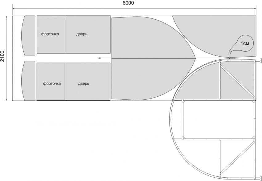 โครงร่างการตัดสำหรับแผ่นโพลีคาร์บอเนตสำหรับเรือนกระจก 4 × 3 × 2 ม โครงร่างการตัดสำหรับแผ่นโพลีคาร์บอเนตสำหรับเรือนกระจก 4 × 3 × 2 ม